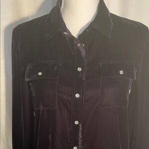 Mage Black Velvet Button-Up Shirt